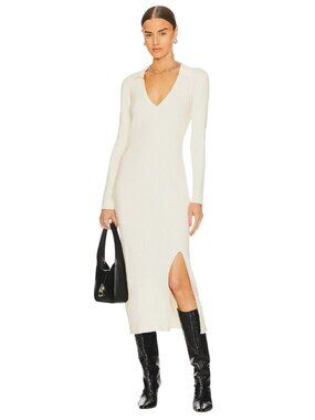 LBLC The Label Zoe Midi Dress in Ivory Small New Womens Knit